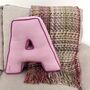 Embroidered Letter Cushion In Soft Pink, thumbnail 1 of 3