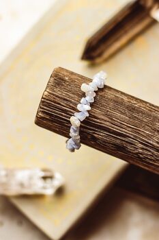 Blue Lace Agate Chip Bracelet | Stretch Cord Fit, 2 of 6