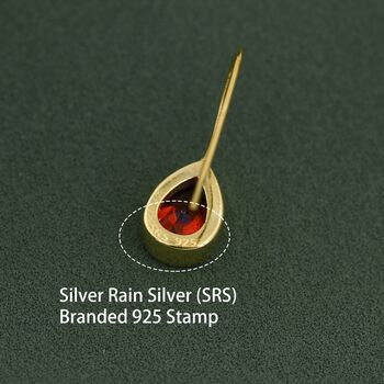 Garnet Red Droplet Drop Hook Earrings Sterling Silver, 7 of 11