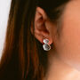 Matte Silver And Dark Grey Double Disc Stud Earrings, thumbnail 3 of 3