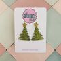 Green Squiggle Glitter Christmas Tree Earrings / Festive Jewellery / Sparkly Abstract Tree Earrings / Holiday Jewellery / Christmas Gift, thumbnail 1 of 5