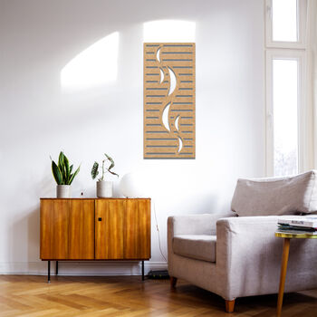 Modern Wooden Wall Art With Abstract Stripes And Curves, 7 of 9