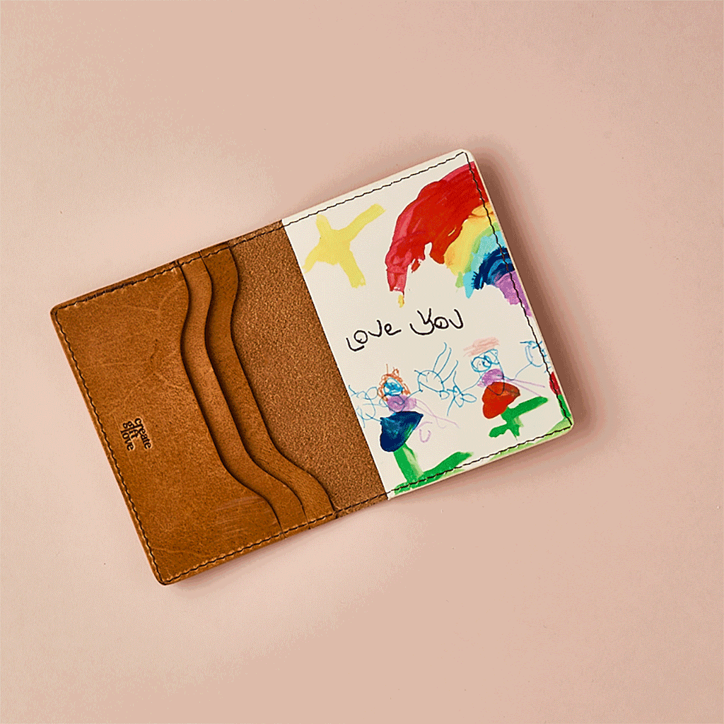 Personalised Child's Drawing Leather Card Holder, thumbnail 2 of 6