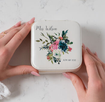 Personalised Roses And Hydrangea Jewellery Storage Box, 3 of 6