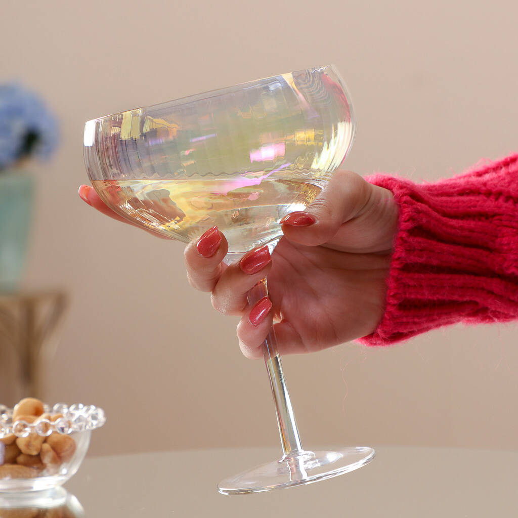 set of two luxury iridescent cocktail glasses by dibor