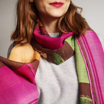 Pure Wool Vibrant Abstract Stripe Scarf, 2 of 6