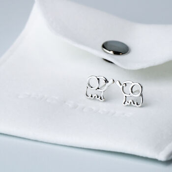 Sterling Silver Elephant Stud Earrings, 4 of 5