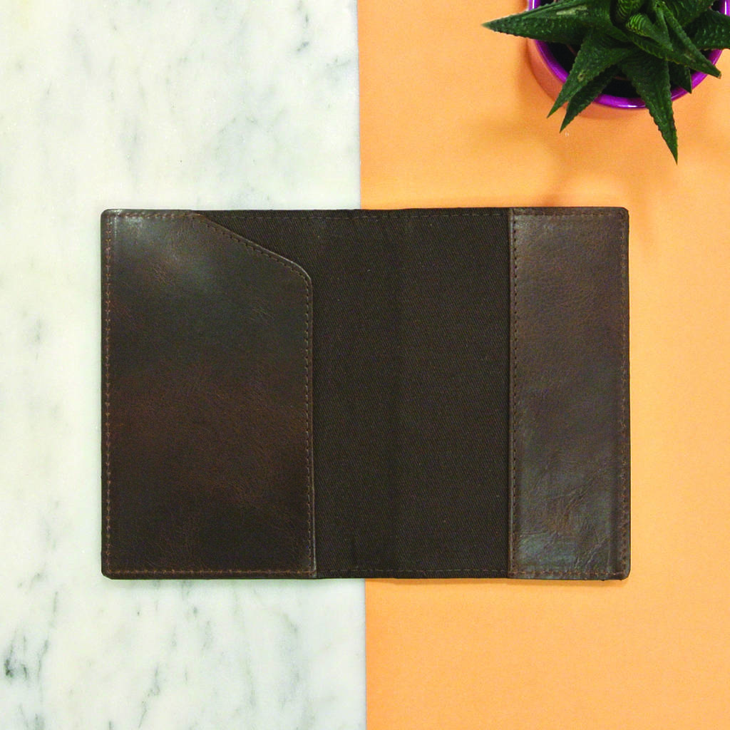 personalised tan vintage leather passport cover by the british belt