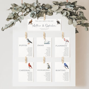 Bird Wedding Table Plan Cards, 4 of 7