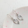 Silver Fingerprint Leaf Drop Earrings, thumbnail 4 of 6