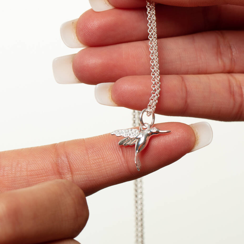 Sterling Silver And Diamond Hummingbird Necklace By Lily Charmed ...
