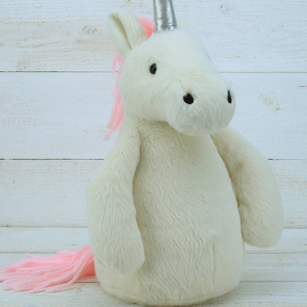 Unicorn Plush Door Stop, With Silver Sparkly Horn, 1 of 3