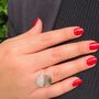 Adjustable Moonstone/Labradorite Silver Moon Shape Ring, thumbnail 3 of 7