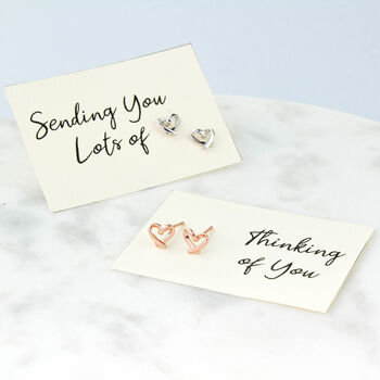Heart Stud Earrings In Plated Rose Gold / Silver 925, 3 of 7