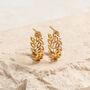 Large Gold Vermeil Plated Leaf Hoop Earrings, thumbnail 3 of 8
