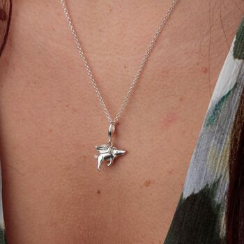 Sterling Silver Flying Pig Charm Necklace, 3 of 6
