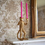 Antique Effect Gold Standing Monkey Candelabra, thumbnail 2 of 6