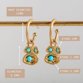 Turquoise And Gold Vermeil Plated Drop Statement Hoops, 6 of 7