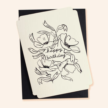 Minimal Floral Happy Birthday Die Cut Card, 4 of 5