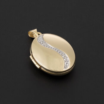 Personalised Solid 9ct Yellow Gold Diamond Oval Locket, 2 of 8