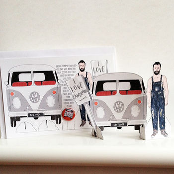 Campervan Birthday Card And Badge, 4 of 4