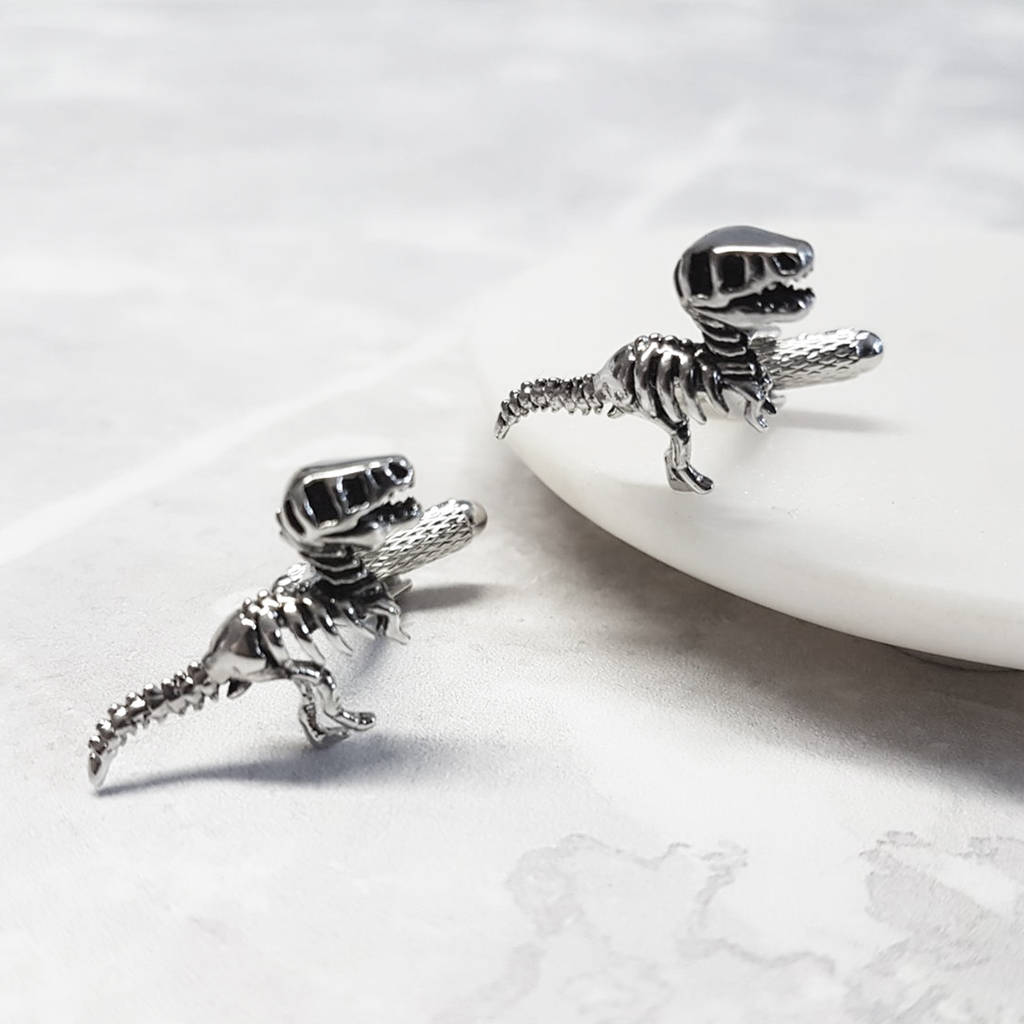 dinosaur cufflinks skeleton fossil t rex by we love to create