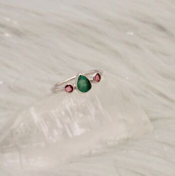 Pink Tourmaline, Emerald Silver Ring, 4 of 7