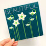 'Beautiful' Modern Florals Greetings Card, thumbnail 2 of 7
