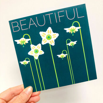 'Beautiful' Modern Florals Greetings Card, 2 of 7