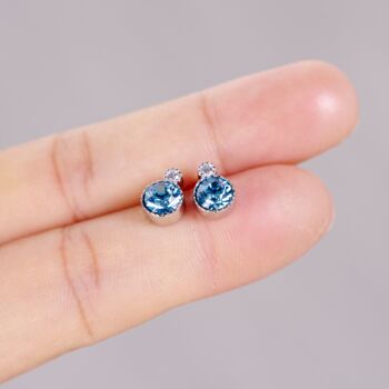 Blue Topaz Birthstone Stud Earrings, 4 of 7