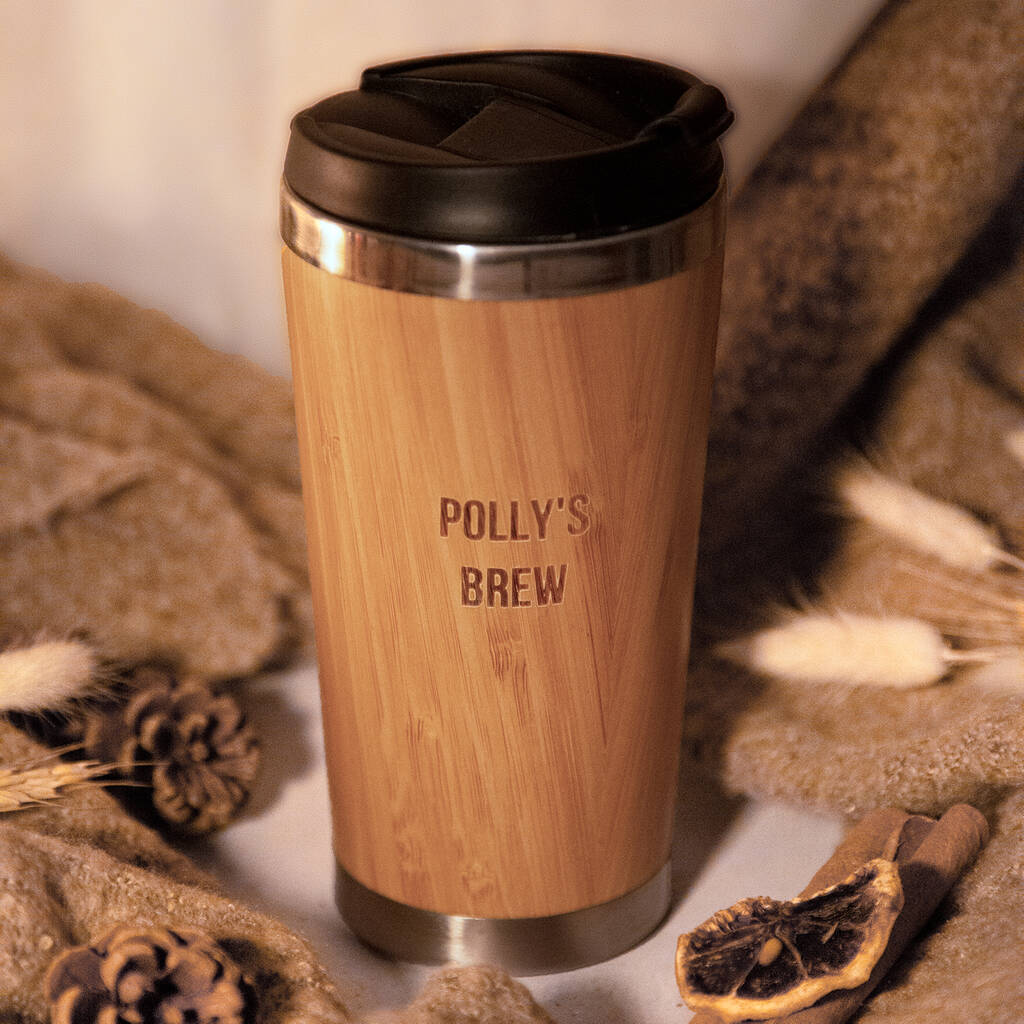Personalised Reusable Sustainable Bamboo Coffee Cup, 1 of 10