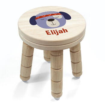 Personalised Cute Puppy Kids Wooden Stool, 5 of 6