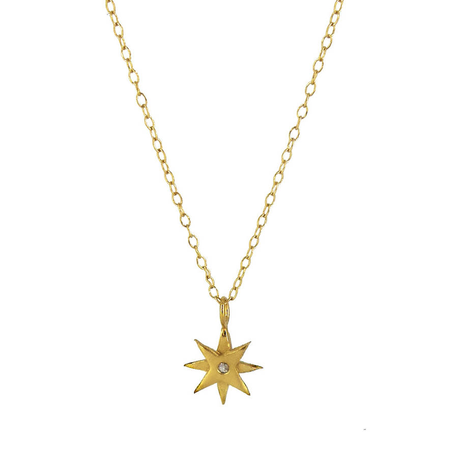 Tiny Star Necklace With White Sapphire By Yvonne Henderson Jewellery ...