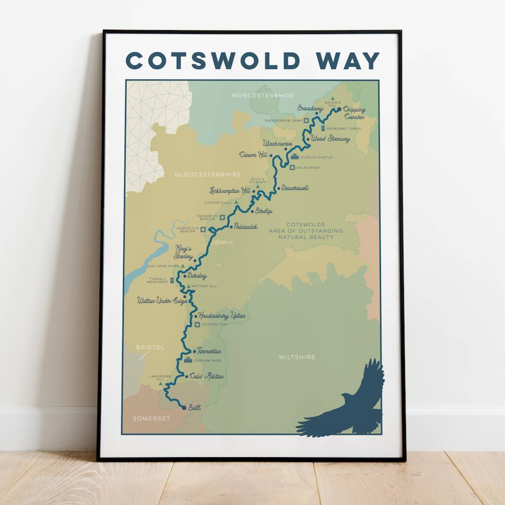 Cotswold Area Of Outstanding Natural Beauty Map Cotswold Way Map Art – Cotswolds Art Print By Wordbirdco |  Notonthehighstreet.com