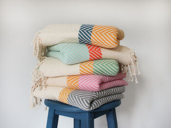 Handloomed Cotton Soft Throw Blanket, 4 of 12