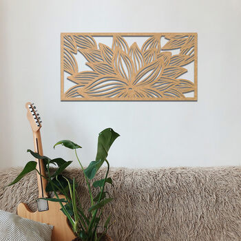 Handcrafted Wooden Wall Art Abstract Floral Motif, 5 of 12