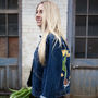 'Live, Laugh, Love' Tulip Embroidered Denim Jacket, thumbnail 5 of 5