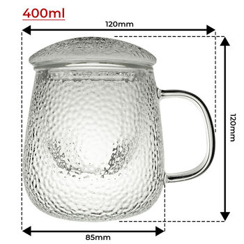 Hammered Glass Infuser Mug 400ml, 3 of 6