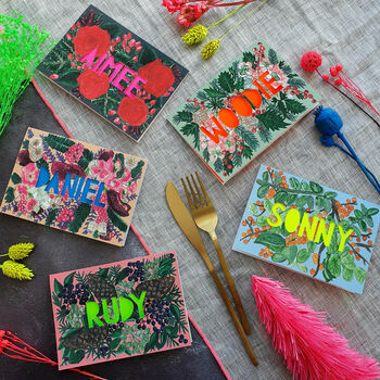 Personalised Neon Floral Place Setting Cards, 2 of 7