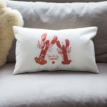 Romantic Lobster Personalised Rectangular Cushion, 2 of 4