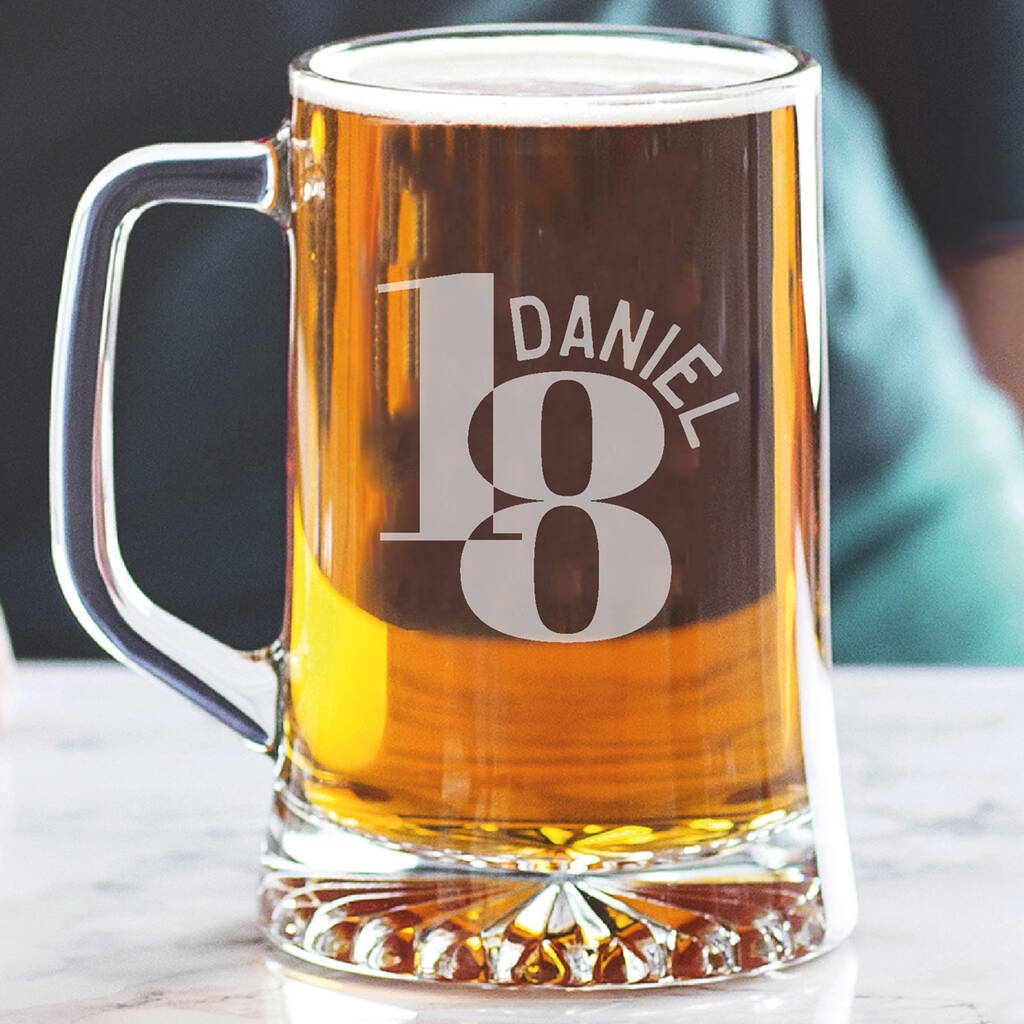 18th Birthday Personalised Beer Tankard Glass, 1 of 6
