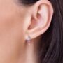 Rainbow Gemstone Huggie Hoop Earrings In Sterling Silver And Gold, thumbnail 2 of 11
