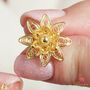 Filigree Flower Petals Gold Plated Stud Earrings, thumbnail 3 of 9