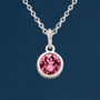 Sterling Silver October Pink Tourmaline Birthstone Necklace, thumbnail 3 of 11