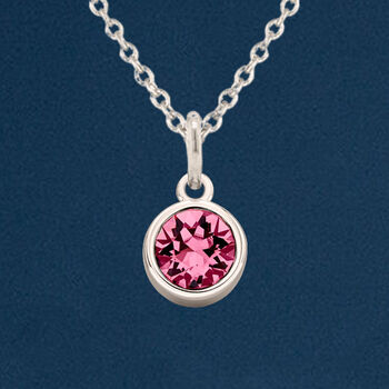 Sterling Silver October Pink Tourmaline Birthstone Necklace, 3 of 11