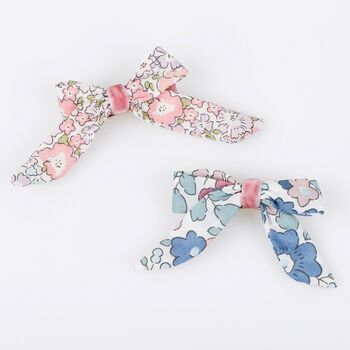 Liberty Print Floral Pattern Bow Hair Clips X Four, 2 of 4