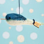 Personalised Felt Narwhal Hanging Decoration, thumbnail 1 of 3
