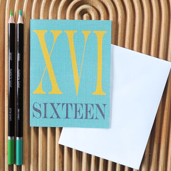 Mini Roman Numerals Sixteen Card, 3 of 4