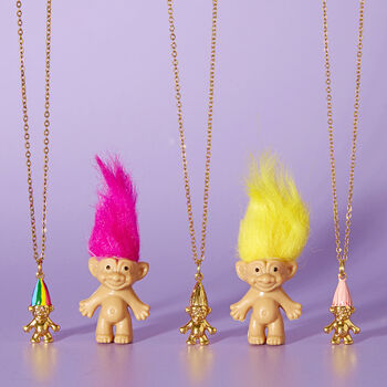 Retro Gold Plated Troll Doll Necklace, 2 of 7