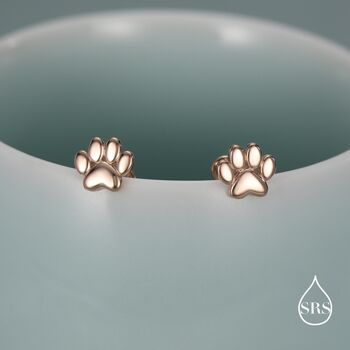 Sterling Silver Paw Print Flat Back Studs, 4 of 11